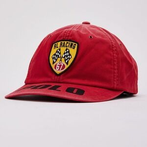 Polo Ralph Lauren RL Racing 67 Red Snapback Hat Baseball Cap Vintage Style Patch